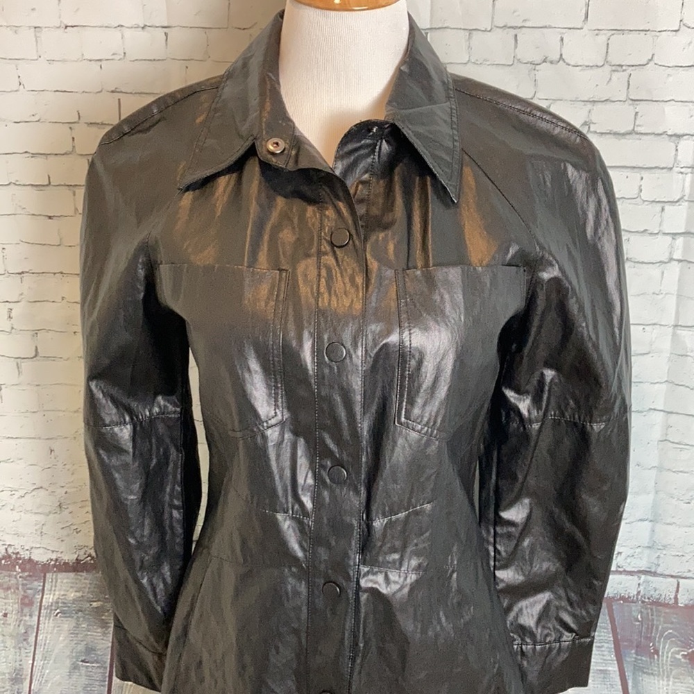 Zara Faux Vegan Leather Long Sleeve Mini Dress Party Bloggers Favorite Goth - Picture 6 of 16